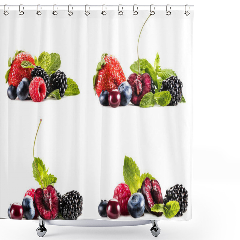 Personality  Collage With Piles Of Various Berries  Shower Curtains