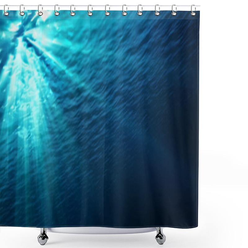 Personality  Underwater - Blue Shining In Deep Of The Sea Shower Curtains