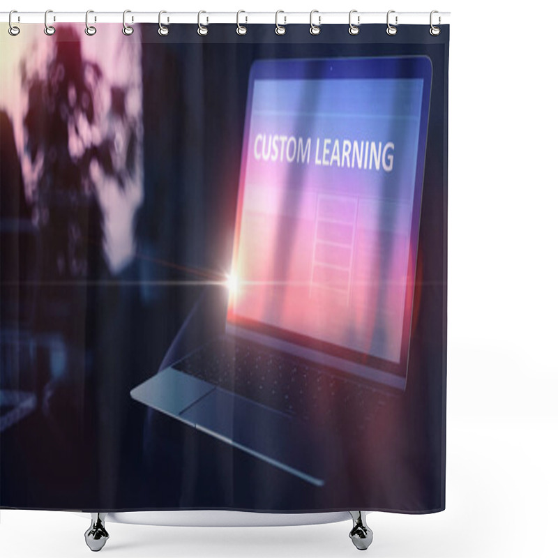 Personality  Search For Self-expression Concept. Custom Learning On Notebook. 3D. Shower Curtains