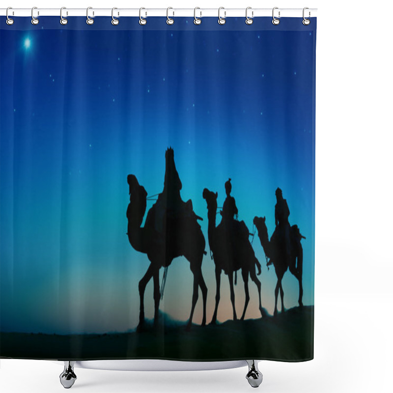 Personality  Men Riding Camels Through Desert   Shower Curtains