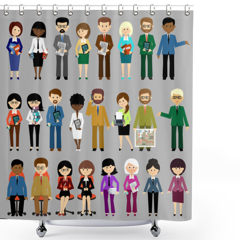 Personality  Big Set Of Business People. Vector Shower Curtains