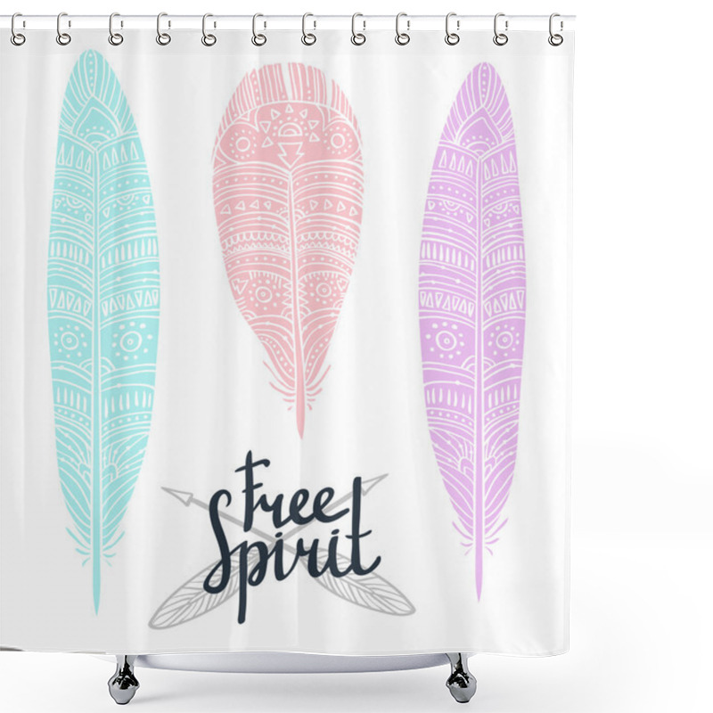 Personality  Zentangle Feathers Set Shower Curtains