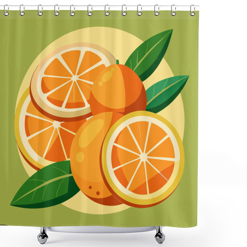 Personality  Fresh Citrus Vector Art With Orange And Lemon Slices Shower Curtains