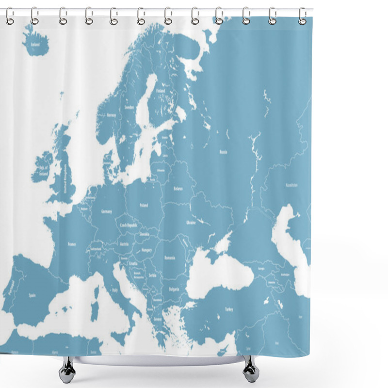 Personality  Europe High Detailed Political Map. All Elements Detachable And Labeled. Vector Shower Curtains