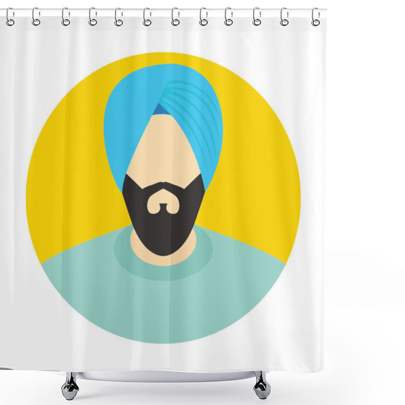 Personality  Sikh Flat Vector Icon Shower Curtains