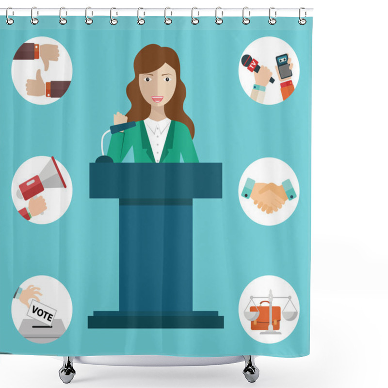 Personality  Woman Politician Speaking Shower Curtains