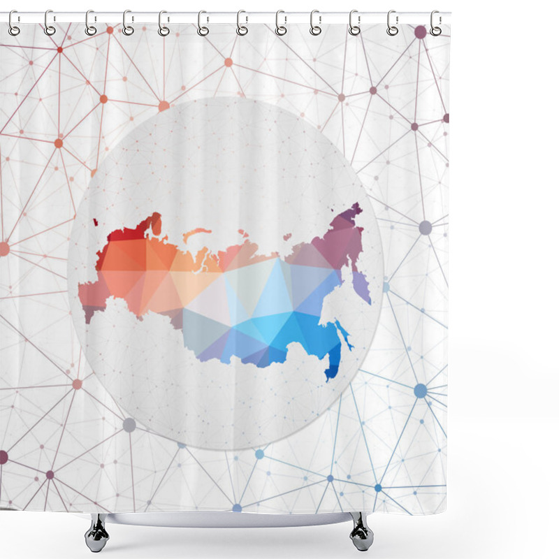 Personality  Abstract Vector Map Of Russia Technology In The Country Geometric Style Poster Polygonal Russia Shower Curtains