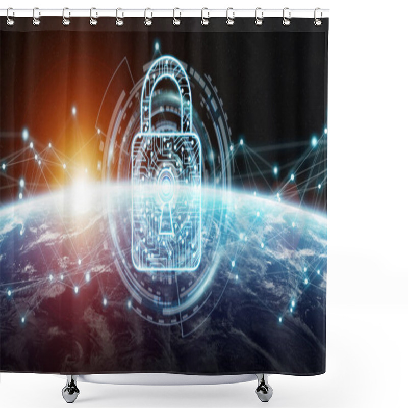 Personality  Cyber Security On Planet Earth 3D Rendering Shower Curtains