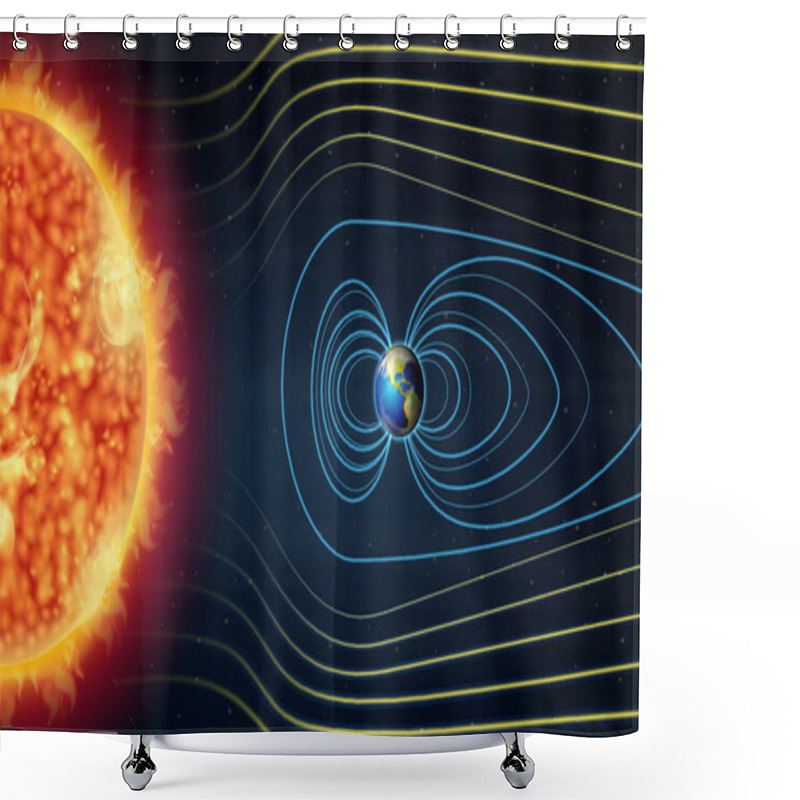 Personality  Diagram Showing Earth And Sun In The Space Shower Curtains