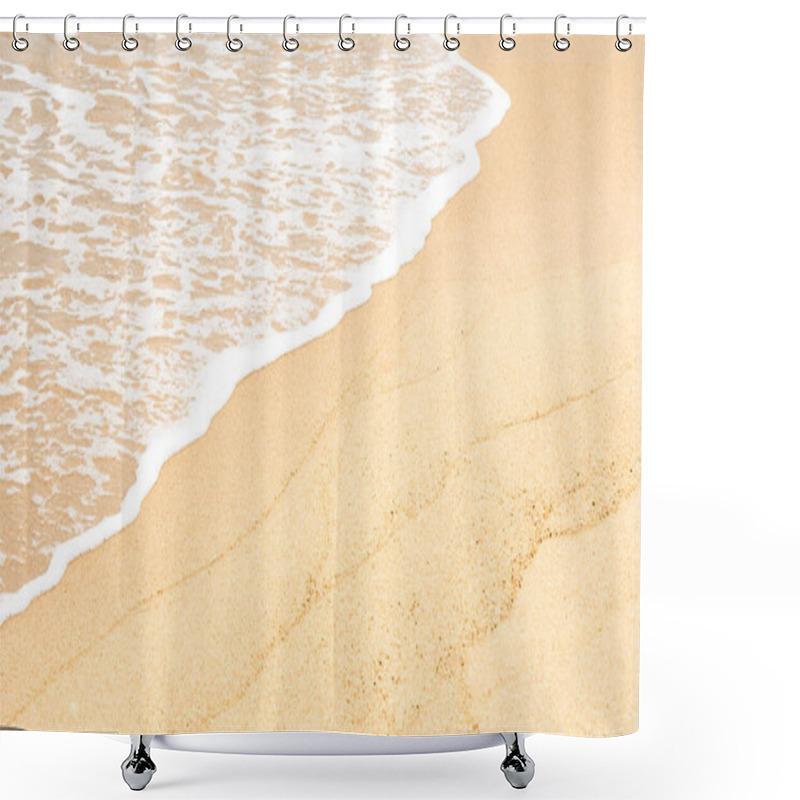 Personality  Summer Background,Sea Sand Beach And Soft Wave,day,Summer Seascape Beautiful Sea Water In Sunny Day. Top View Sea Aerial View, Amazing Tropical Nature Background Shower Curtains