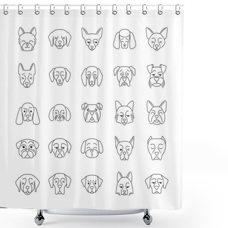 Personality  Dogs Cute Kawaii Linear Characters Shower Curtains