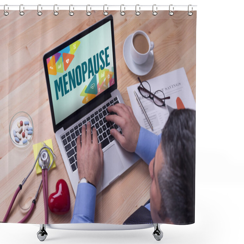 Personality  Doctor Working On Laptop Shower Curtains