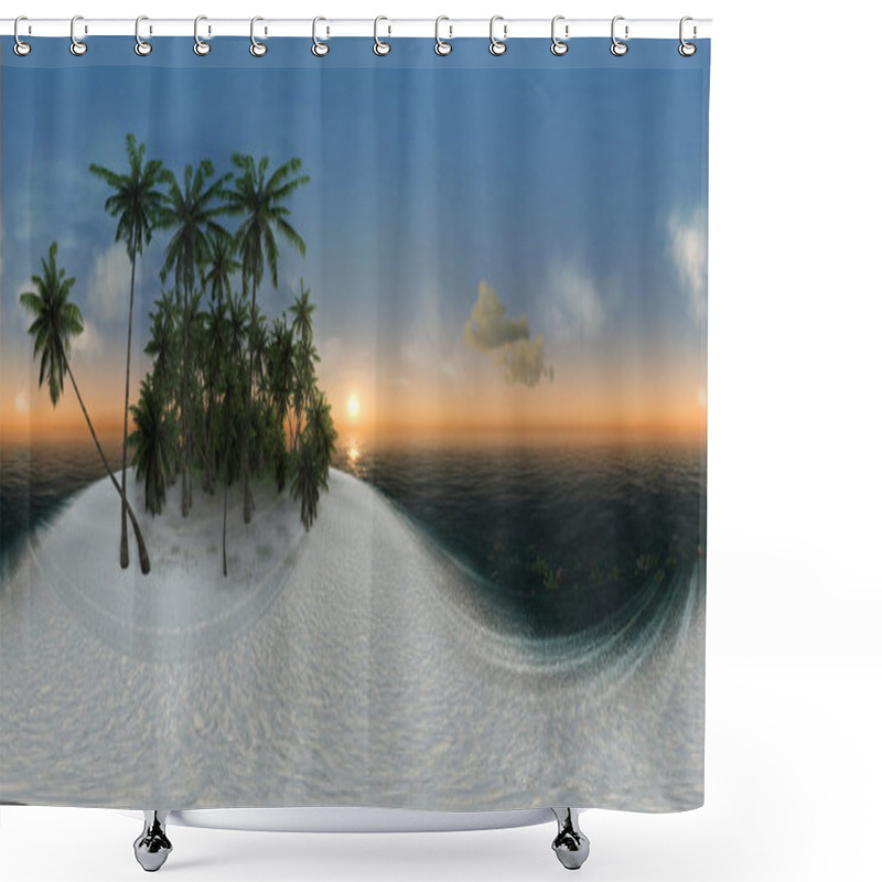 Personality  Panorama 360, Sea, Tropical Island, Palm Trees, Sun Shower Curtains