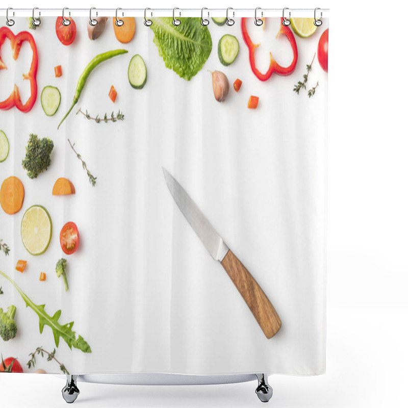 Personality  Knife With Vegetables Shower Curtains