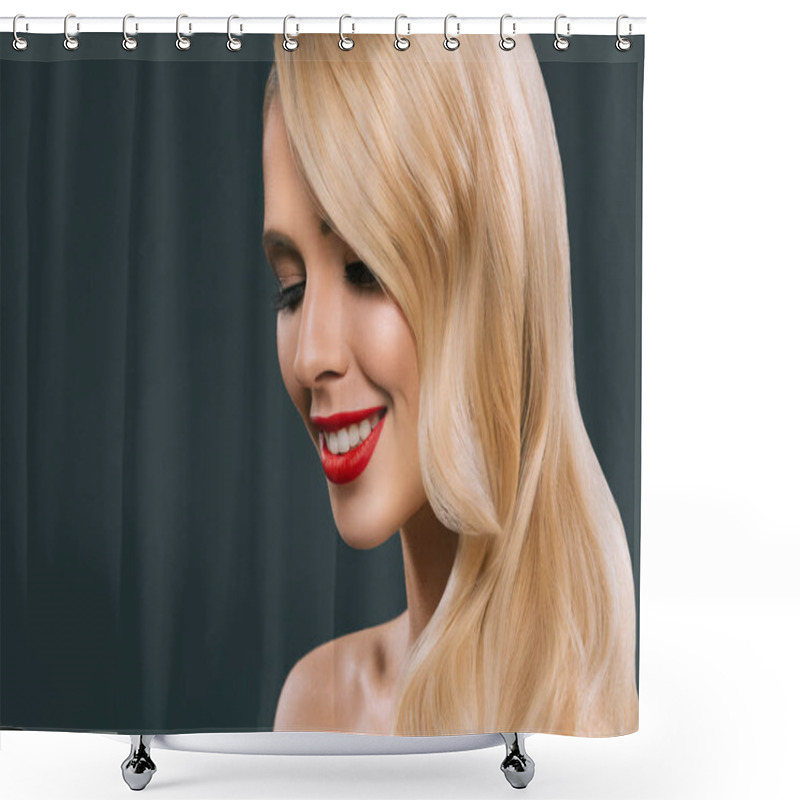 Personality  Beautiful Blonde Smiling Woman Shower Curtains