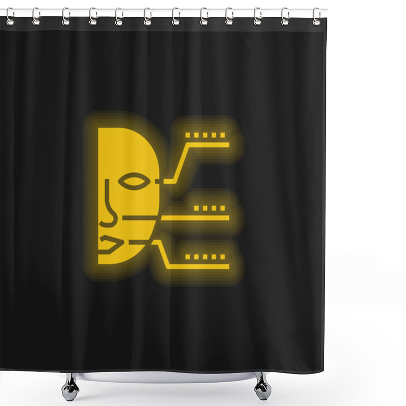 Personality  Biometric Identification Yellow Glowing Neon Icon Shower Curtains