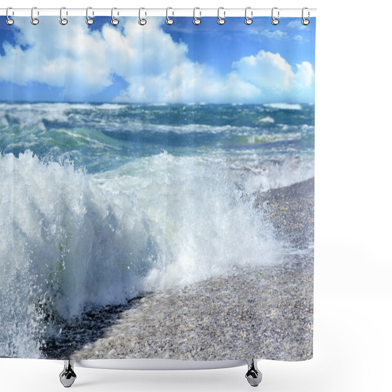 Personality  Beach Wave Shower Curtains