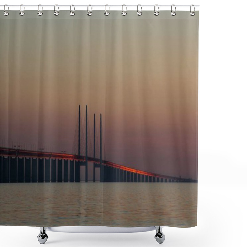 Personality  Beautiful Shot Of The Öresundsbron Bridge With A Beautiful Sky In The Background Shower Curtains