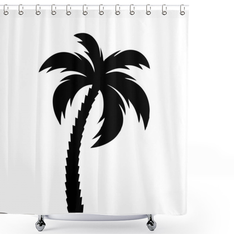 Personality  Silhouette Of A Coconut Tree On A White Background. Suitable For Use As A Beach Design Element, Coconut Logo Or Design With A Nature Theme. Editable Vector Shower Curtains