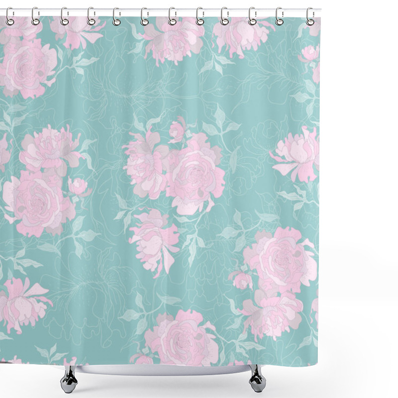 Personality  Peony Seamless Pattern Shower Curtains