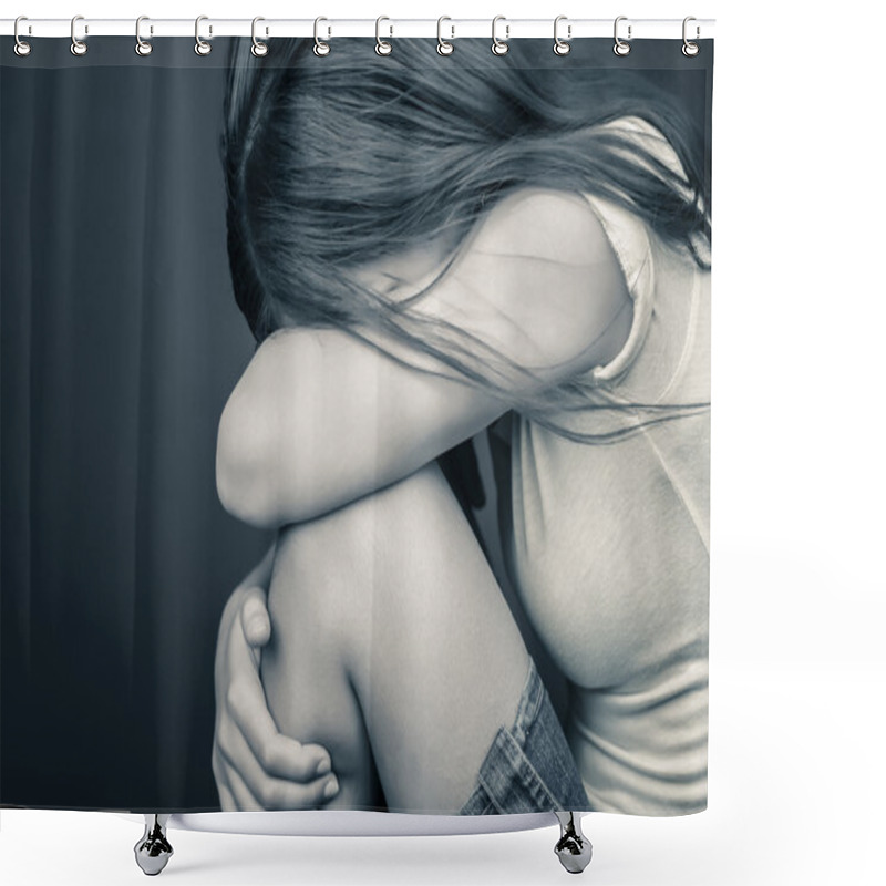 Personality  Sad Teenage Girl Crying Shower Curtains