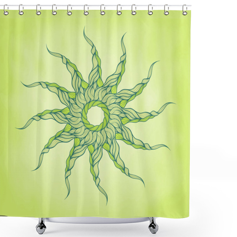 Personality  Vector Background Green Long Curls Hair Or Rope Shower Curtains