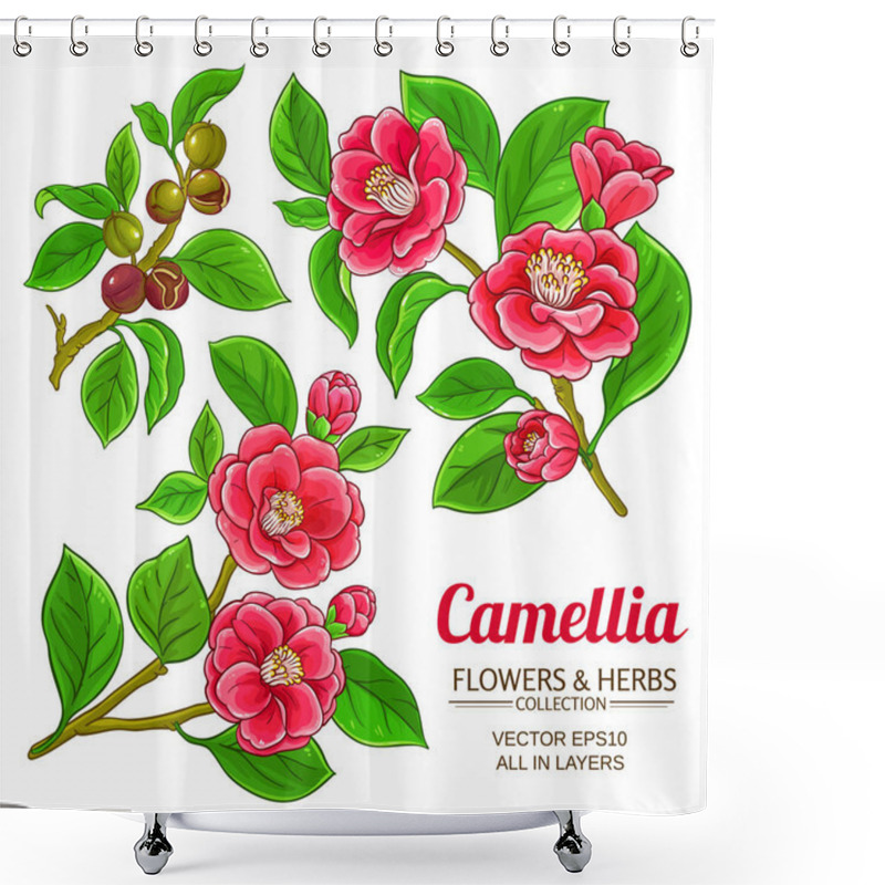 Personality  Camellia Vector Set Shower Curtains