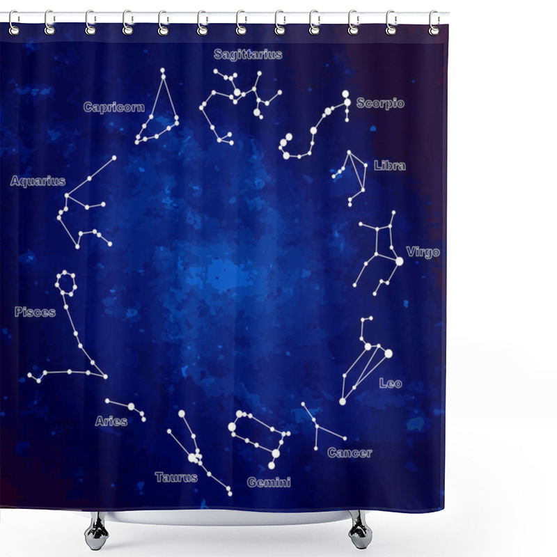 Personality  Raster Illustration. Set Of Symbol Zodiac Sign Shower Curtains