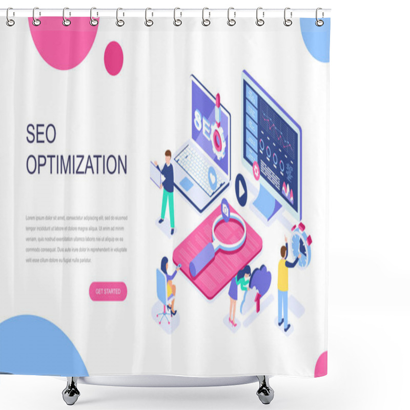 Personality  Modern Flat Design Isometric Concept Of SEO Analysis For Banner And Website. Isometric Landing Page Template. Search Engine Optimization, Strategies And Marketing. Vector Illustration. Shower Curtains