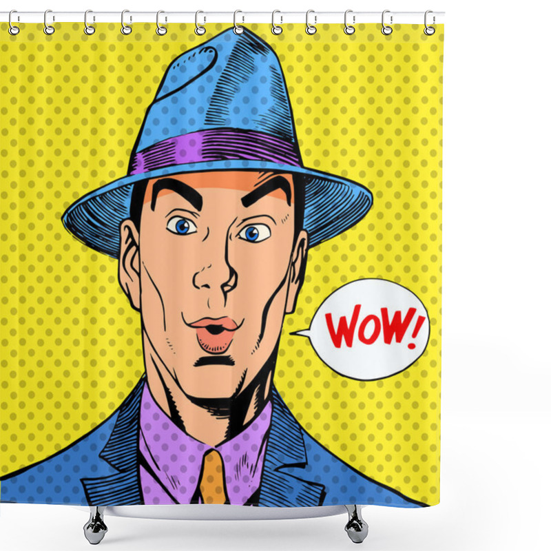 Personality  Surprised Elegant Funny Man A Gentleman In The Hat Shower Curtains