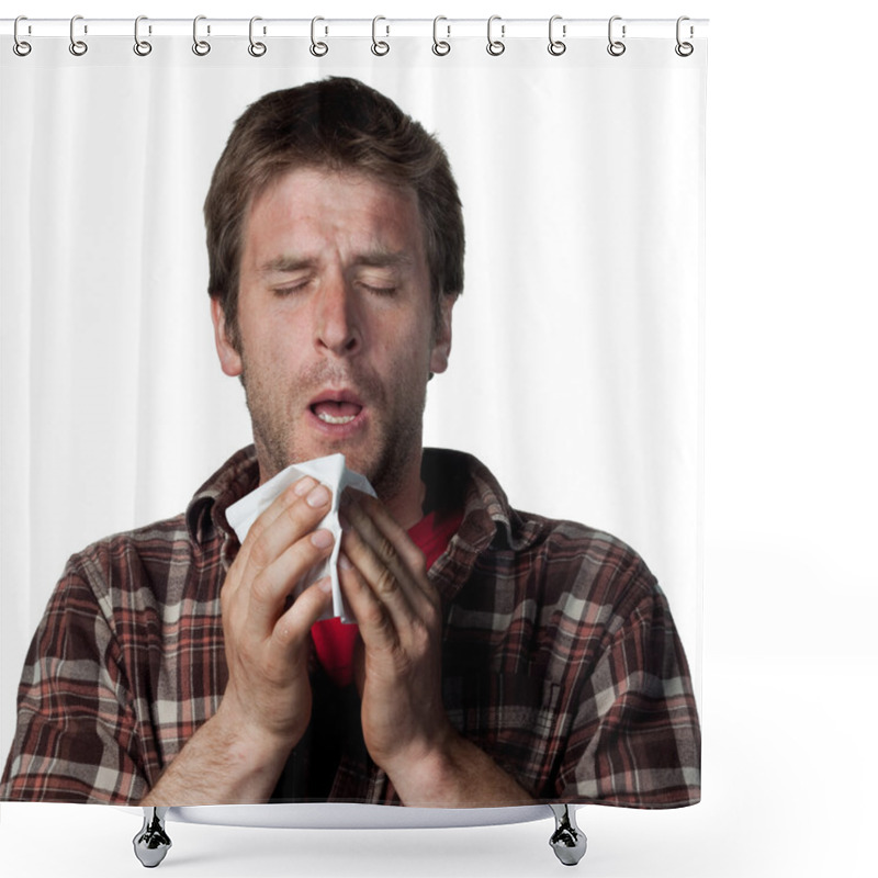 Personality  Young Man Sneezing Shower Curtains