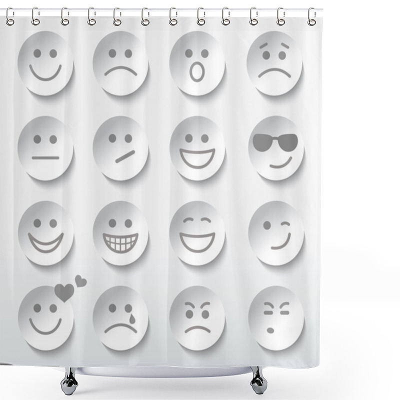 Personality  Set Of Faces With Various Emotion Expressions. Shower Curtains