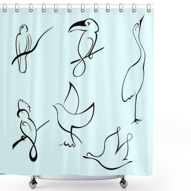 Personality  Bird Design Set Shower Curtains