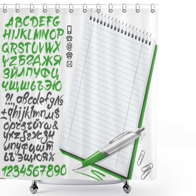 Personality  Notebook Font Pen Shower Curtains