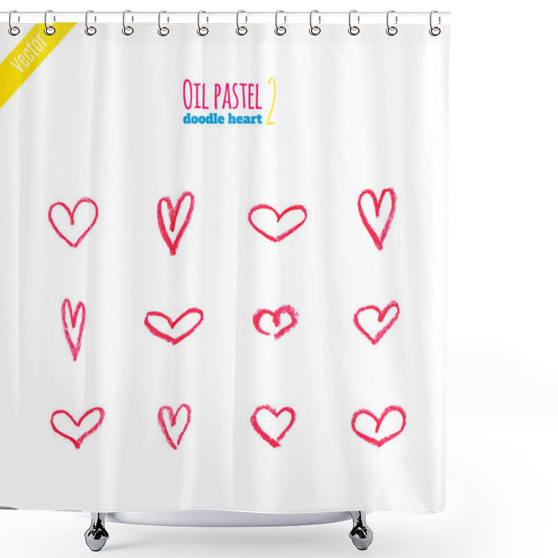 Personality  Hand Drawn Oil Pastel Hearts Shower Curtains