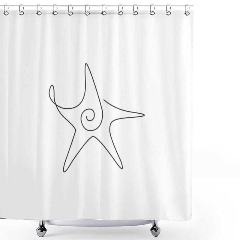 Personality  One Line Drawing Of A Starfish Shower Curtains