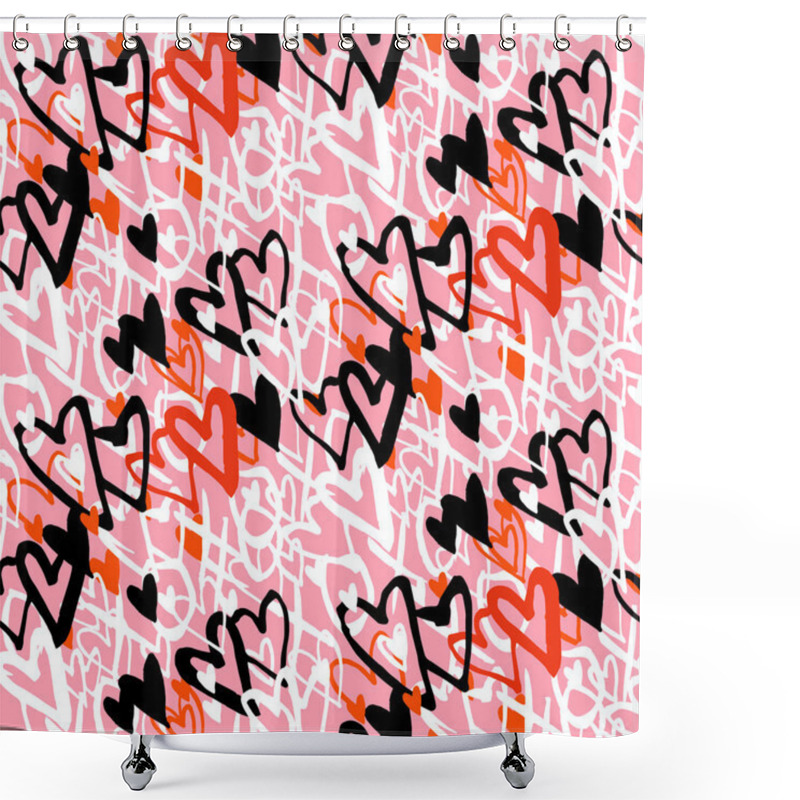 Personality  Pattern With Hand Painted Hearts Shower Curtains