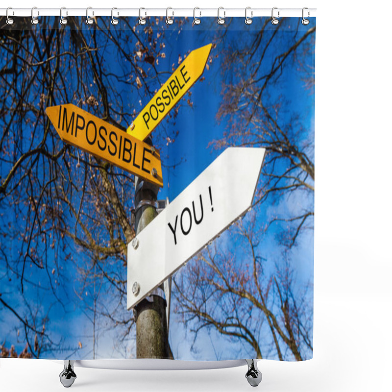 Personality  Decision Sign In Yellow And White Shower Curtains