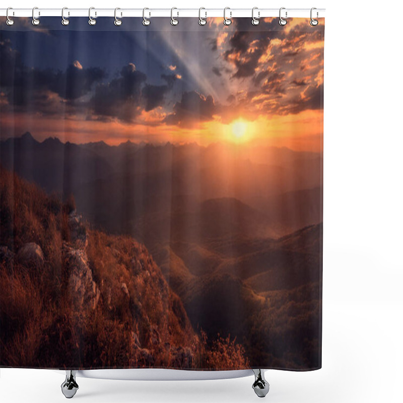 Personality  View Of The Caucasus Mountain Range In Racha, Georgia Shower Curtains