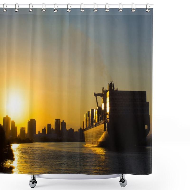 Personality  Sunset Container Ship Shower Curtains