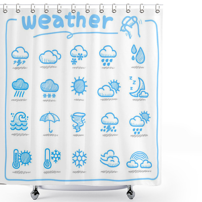 Personality  Hand Drawn Weather Icon Shower Curtains