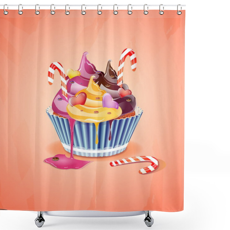 Personality  Birthday Cake. Vector Illustration Shower Curtains