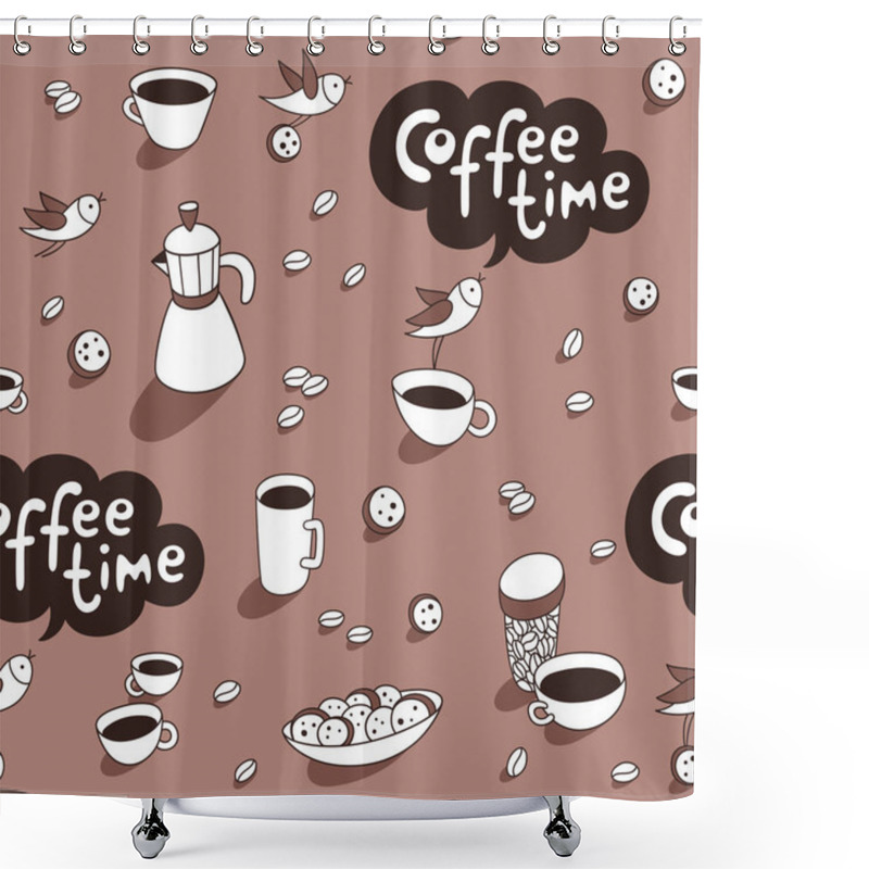 Personality  Coffee Time. Coffee Cups Shower Curtains