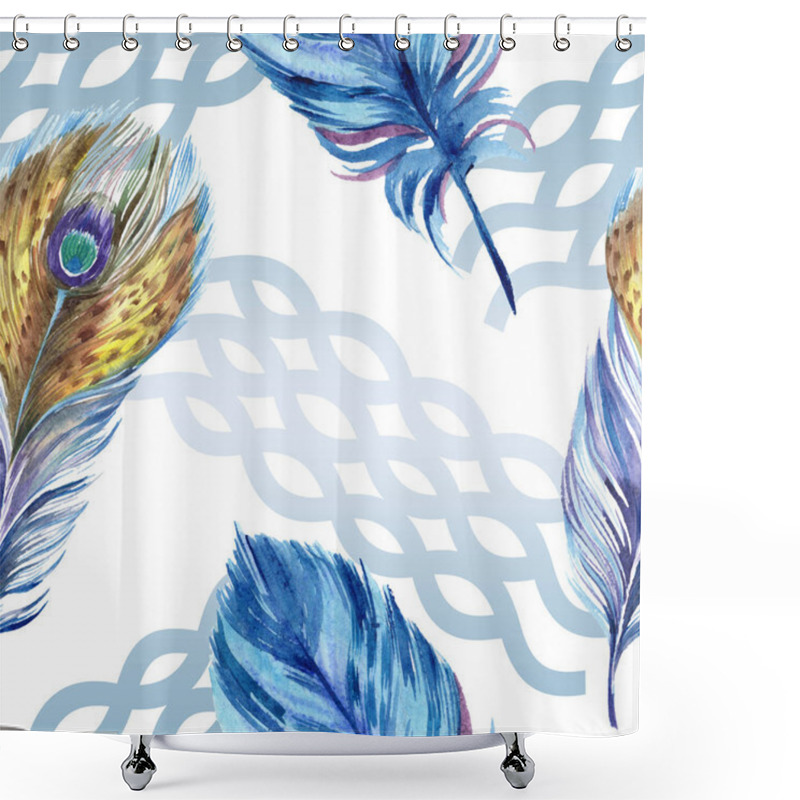 Personality  Colorful Feathers With Abstract Pattern On White Background. Seamless Background Pattern. Fabric Wallpaper Print Texture. Shower Curtains