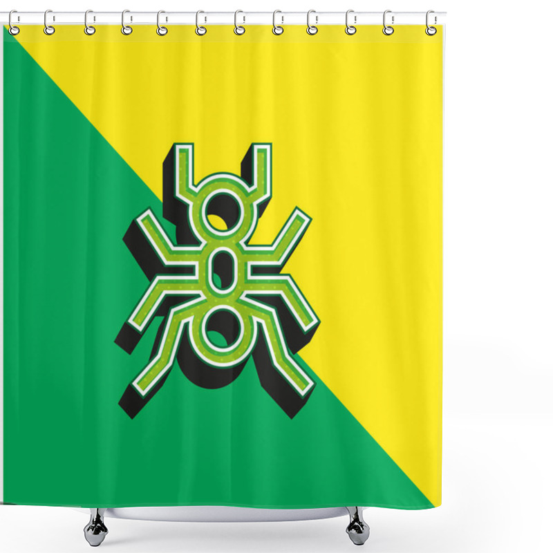 Personality  Ant Green And Yellow Modern 3d Vector Icon Logo Shower Curtains