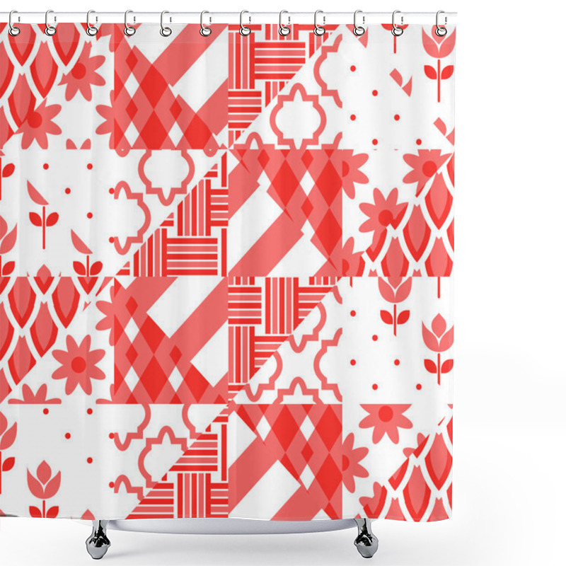 Personality  Patchwork Quilt Vector Pattern Tiles. Shower Curtains