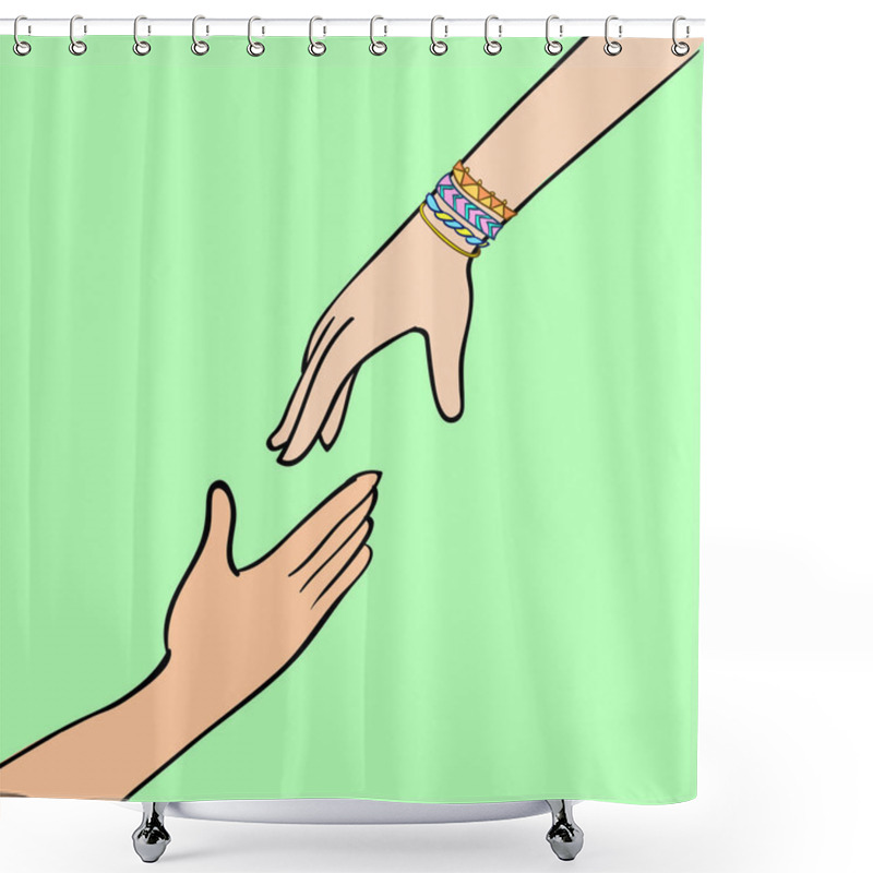 Personality  Vector Hands Holding Shower Curtains