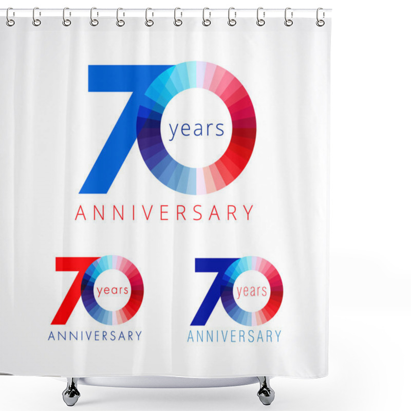 Personality  70 Anniversary Red And Blue Logo. Shower Curtains