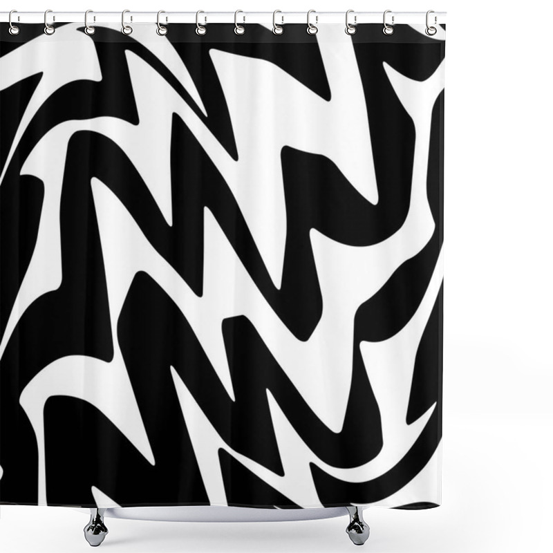 Personality  Geometric Simple Zigzag Print, Wave Pattern Shower Curtains