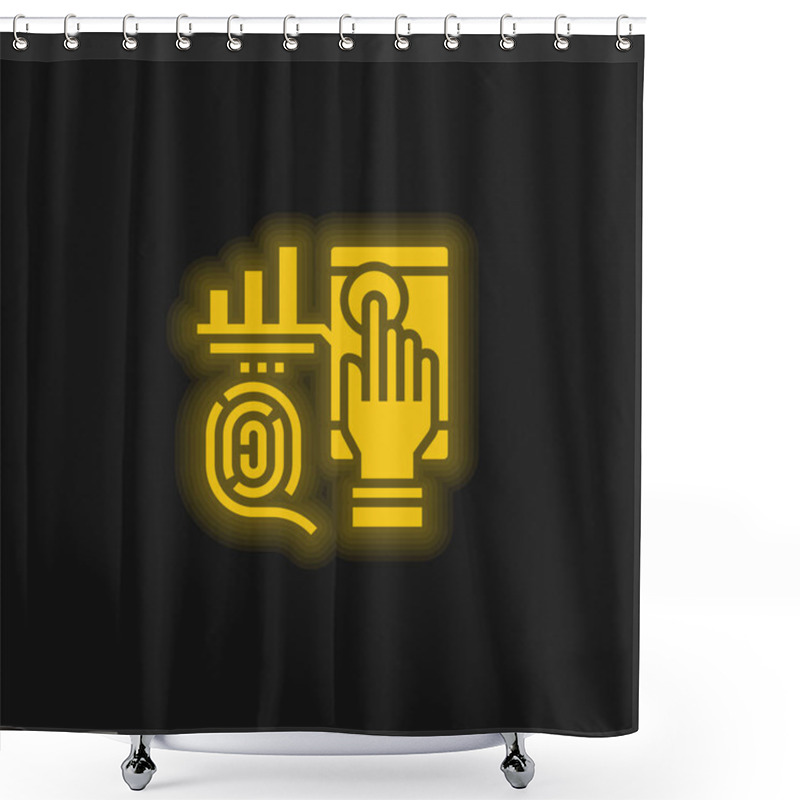 Personality  Biometric Yellow Glowing Neon Icon Shower Curtains